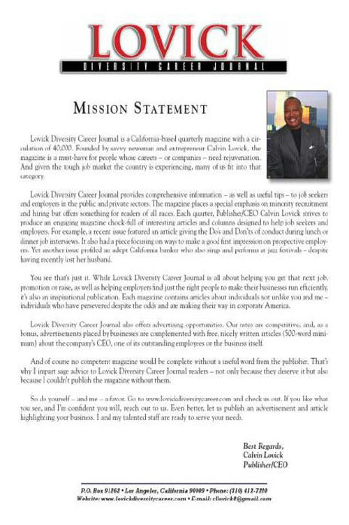 LovickMission Statement 2012